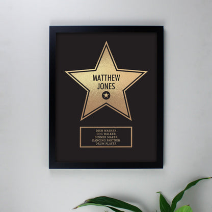 Personalised Walk of Fame Star Award Black Framed Print