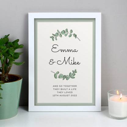 Personalised Botanical A4 White Framed Print