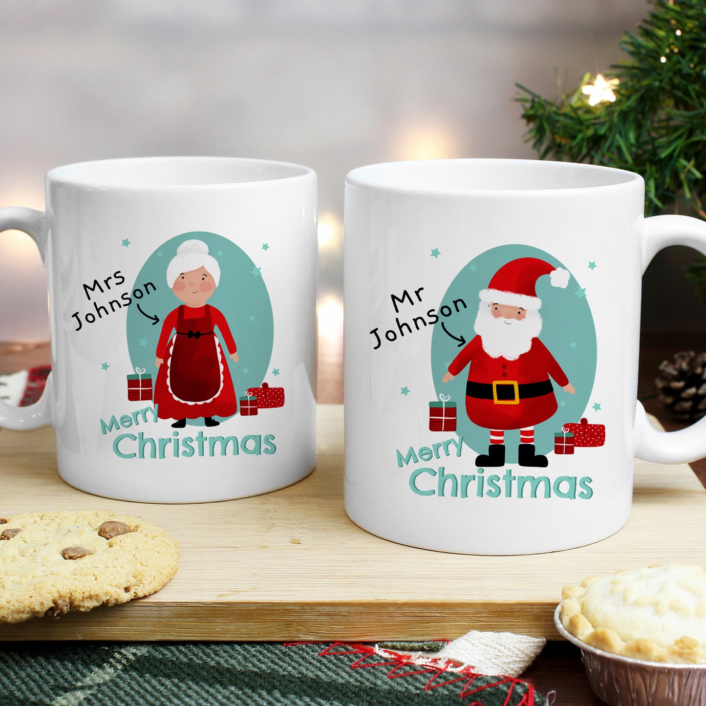 Personalised Mr & Mrs Claus Mug Set