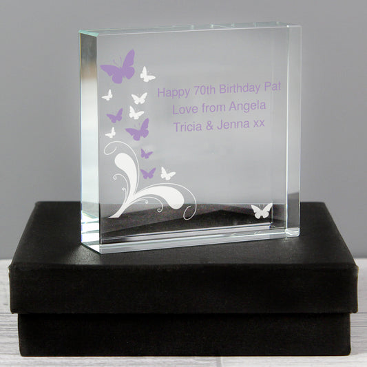 Personalised Butterflies Crystal Token